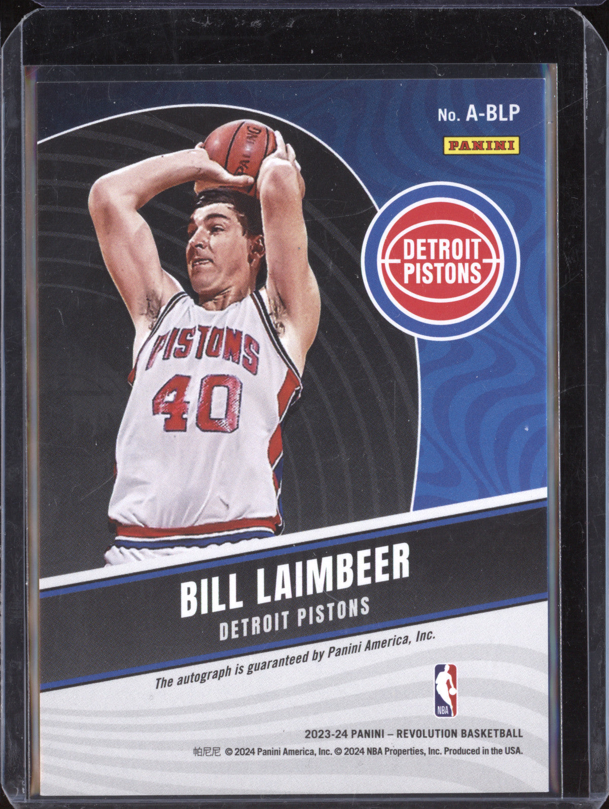 Bill Laimbeer 2023-24 Panini Revolution A-BLP Autograph