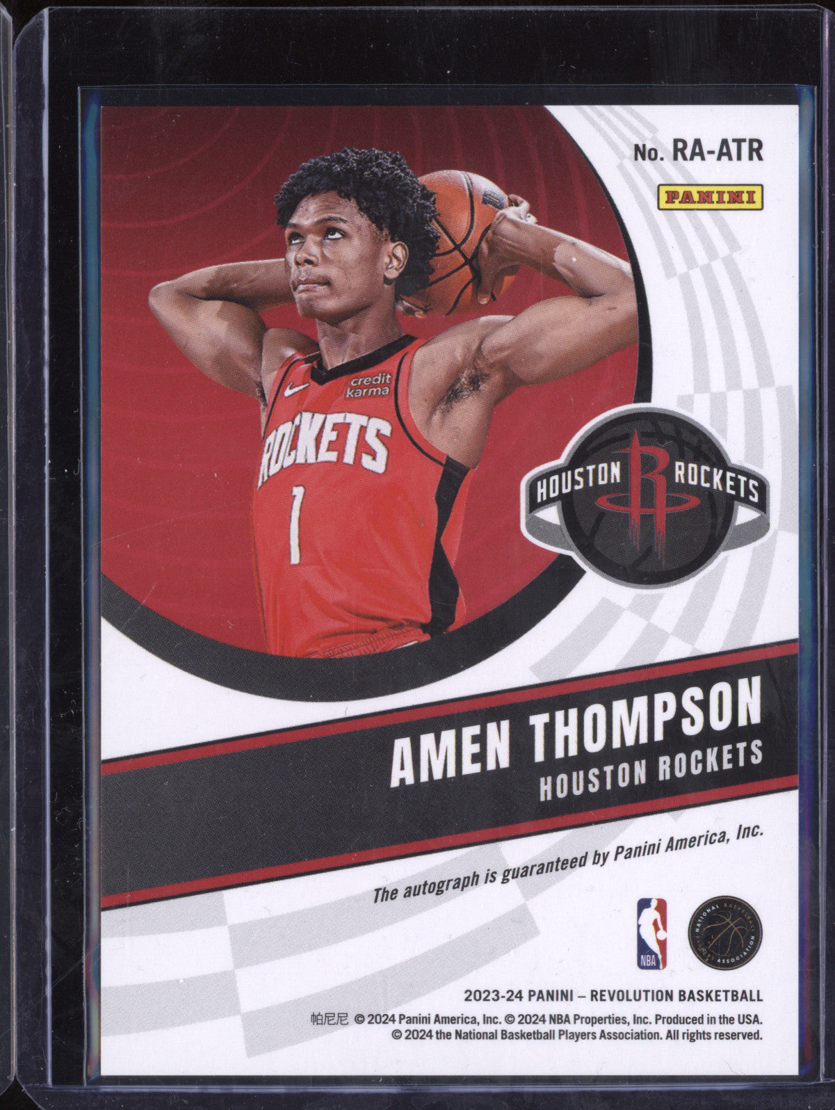 Amen Thompson 2023-24 Panini Revolution RA-ATR Autograph RC