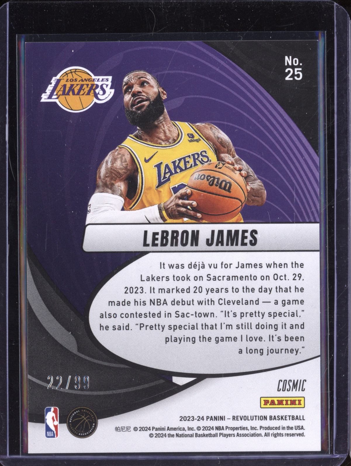 LeBron James 2023-24 Panini Revolution 25 Vortex Cosmic 22/99