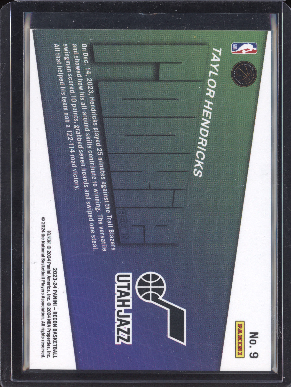 Taylor Hendricks 2023-24 Panini Recon 9 Rookie Recon Gold RC 7/10