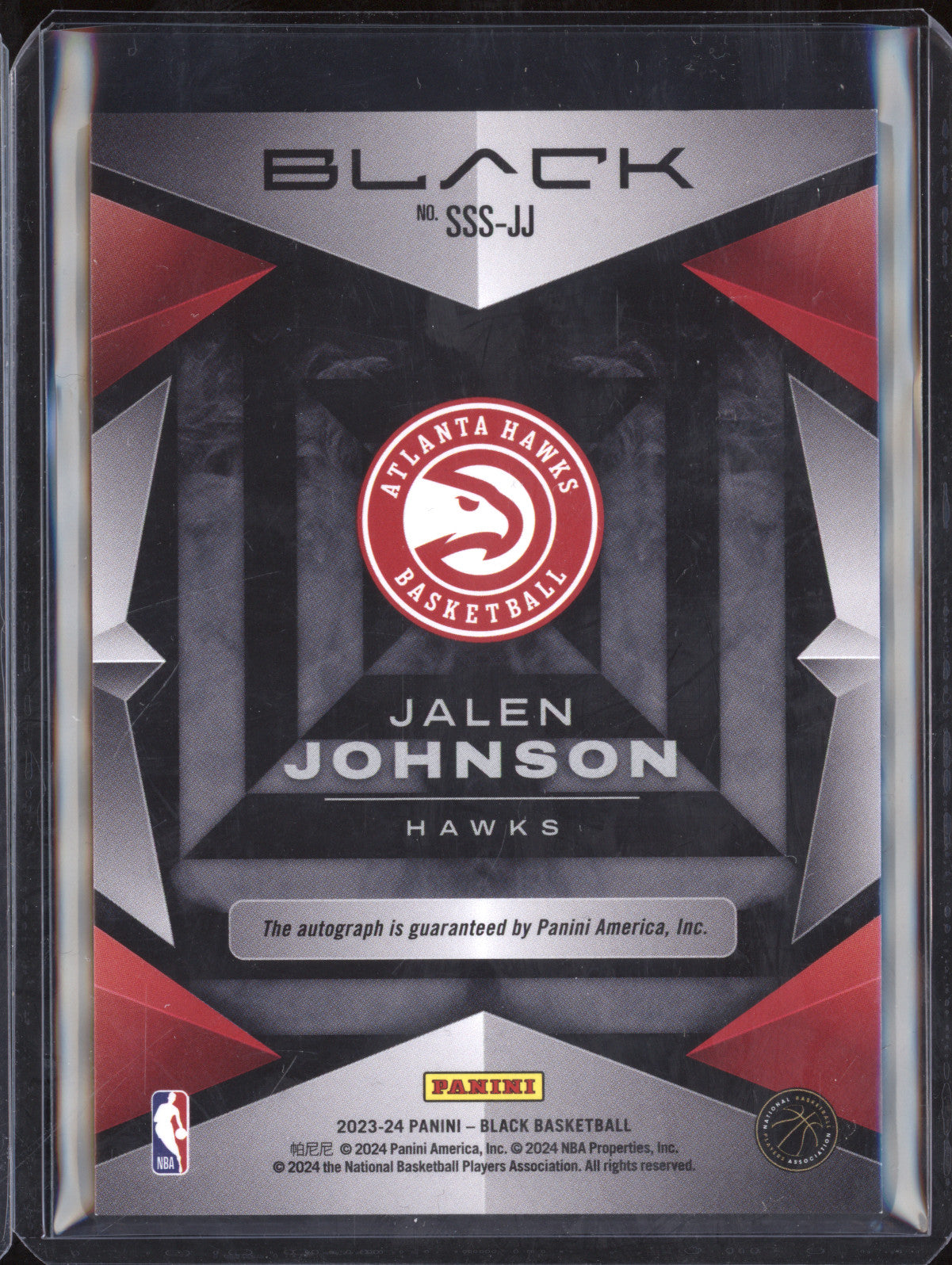 Jalen Johnson 2023-24 Panini Black SSS-JJ Smoke Show Auto 25/35