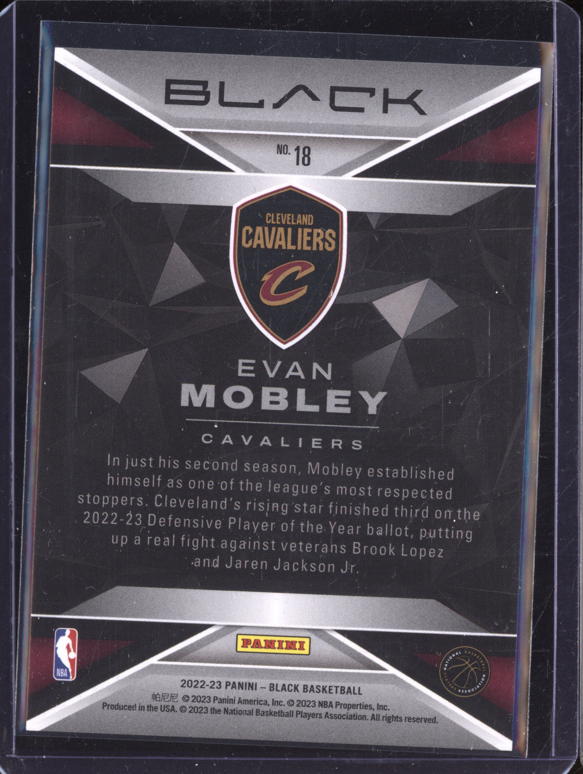 Evan Mobley 2022-23 Panini Black 18 Amethyst 12/15