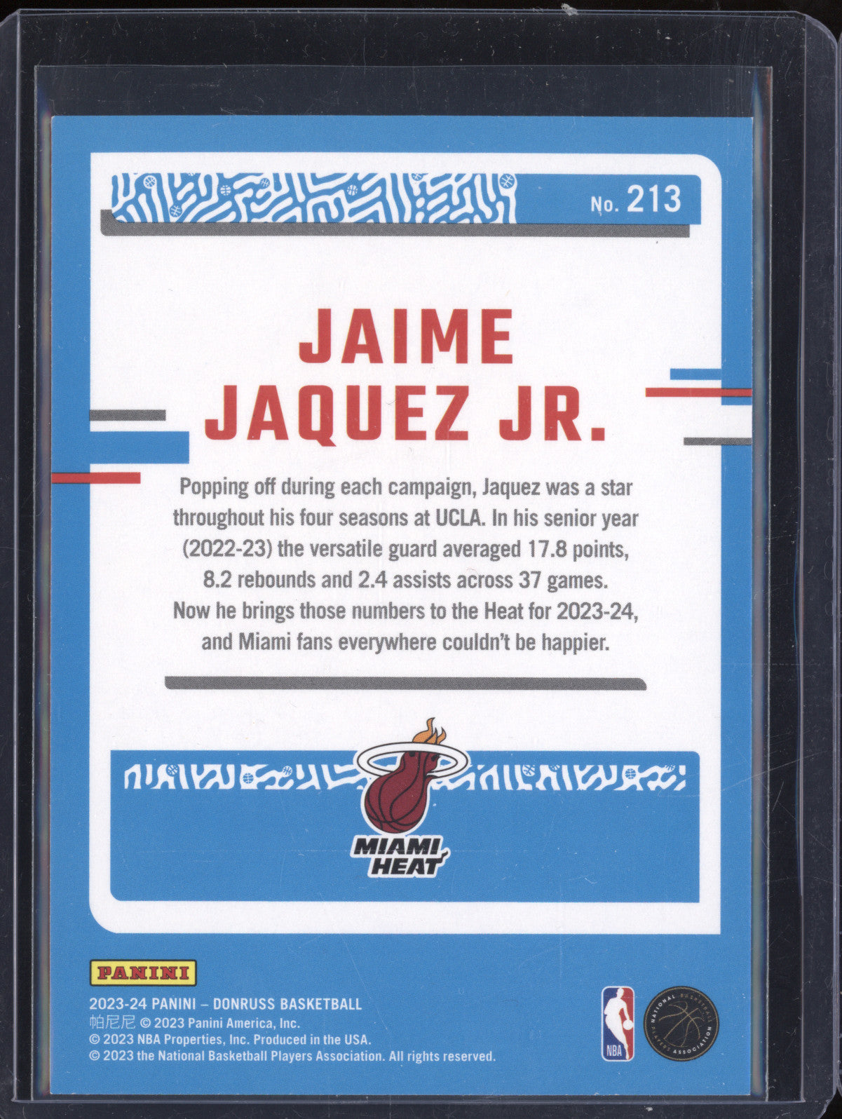 Jaime Jaquez Jr 2023-24 Panini Donruss 213 Red RC