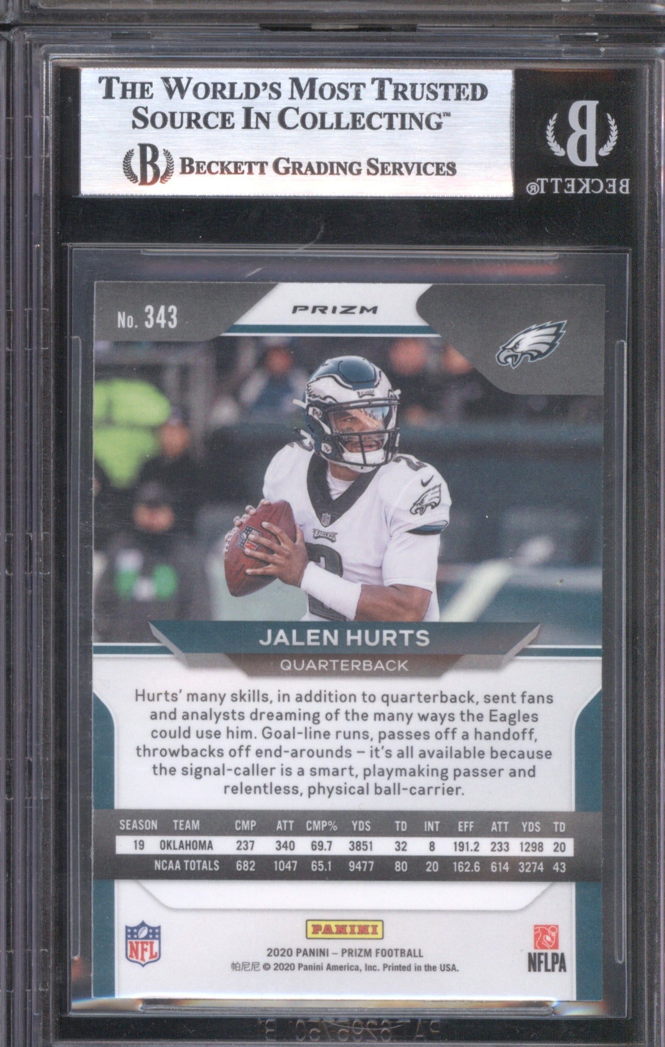 Jalen Hurts 2020 Panini Prizm RC #343 Green GBS 9