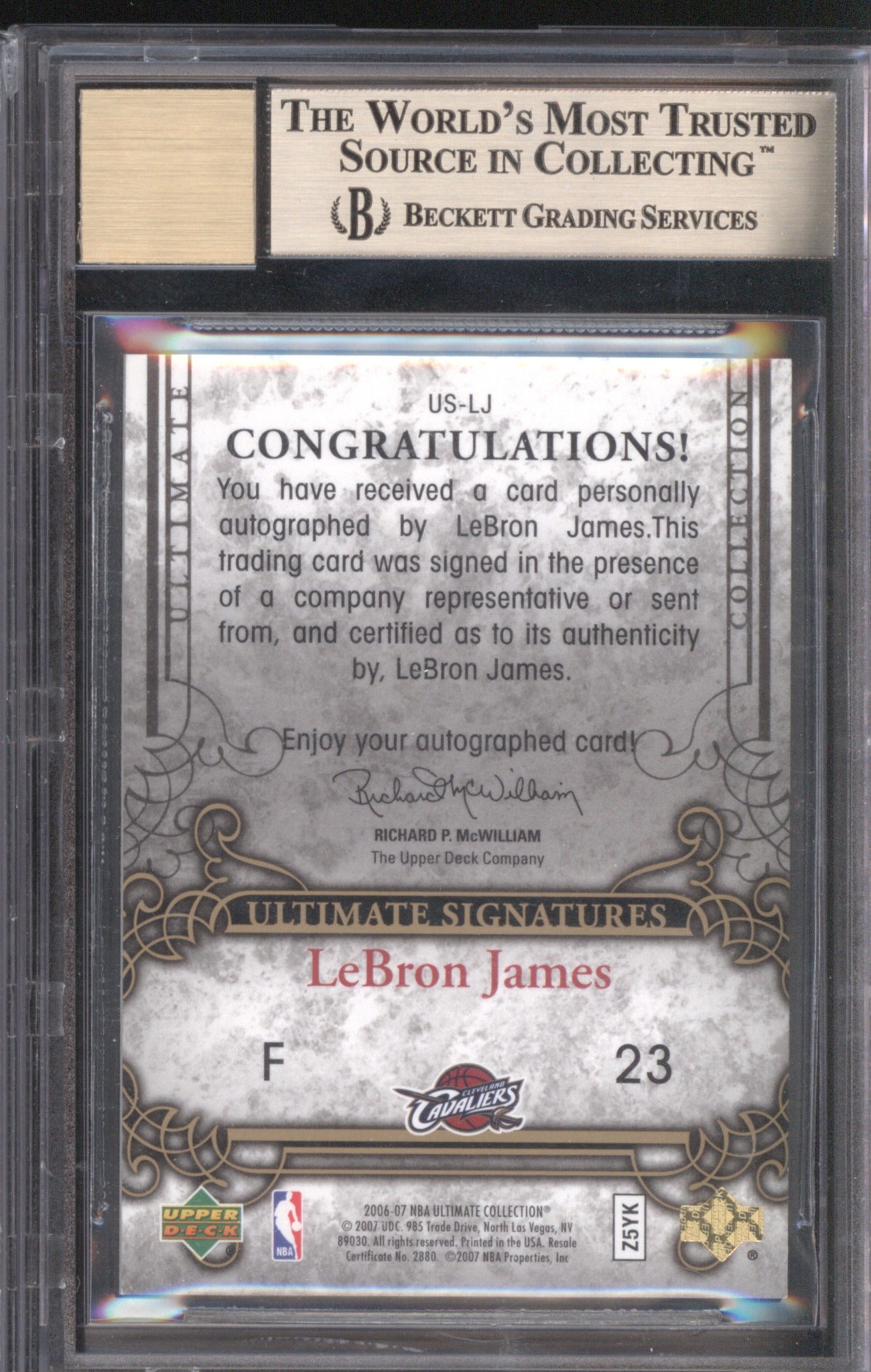 LeBron James 2006 Upper Deck Ultimate Collection Auto BGS 9.5/10 POP 1 No Higher