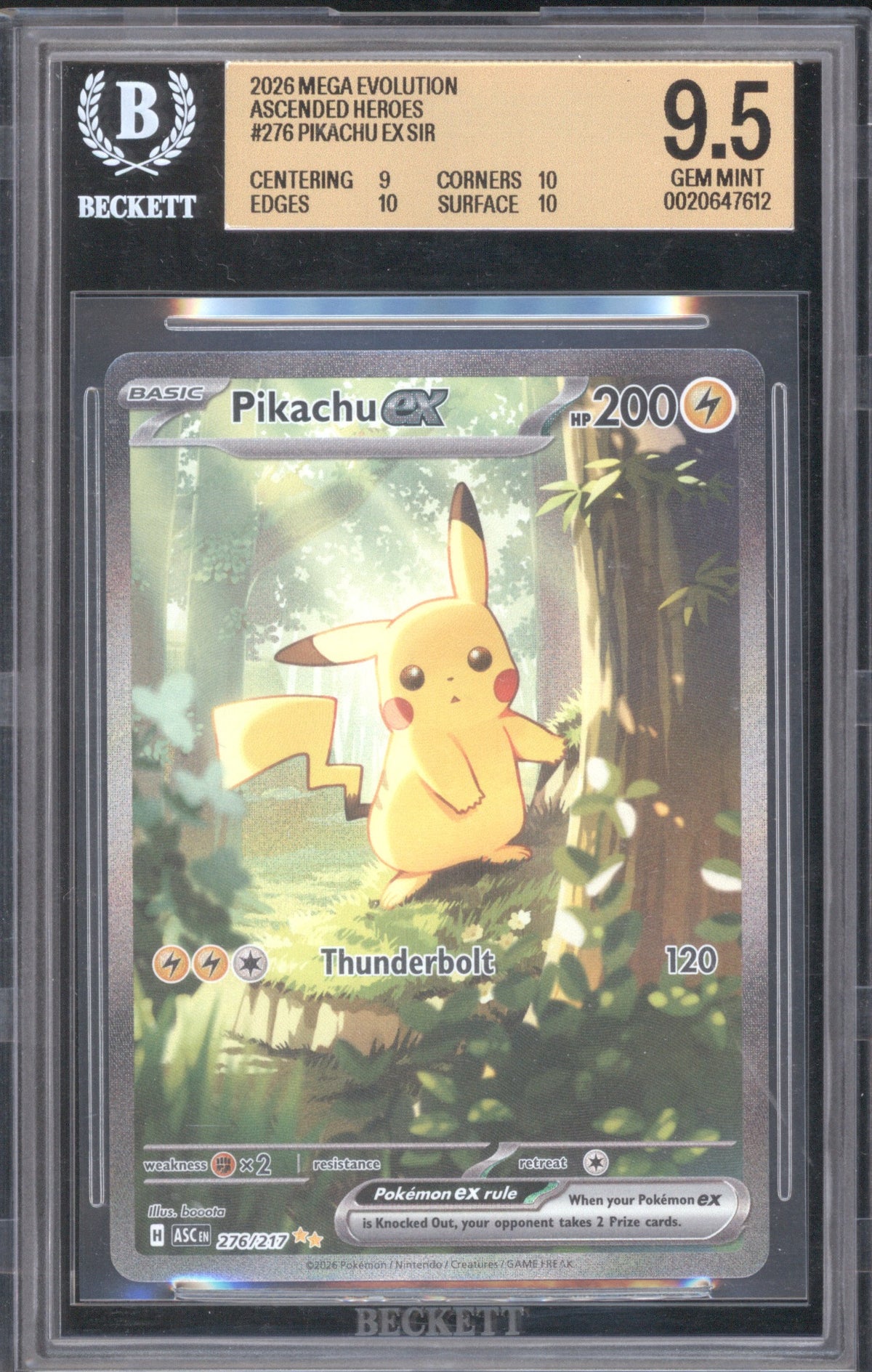 Pikachu ex 2026 Pokemon Ascended Heroes #276 Special Illustration Rare BGS 9.5