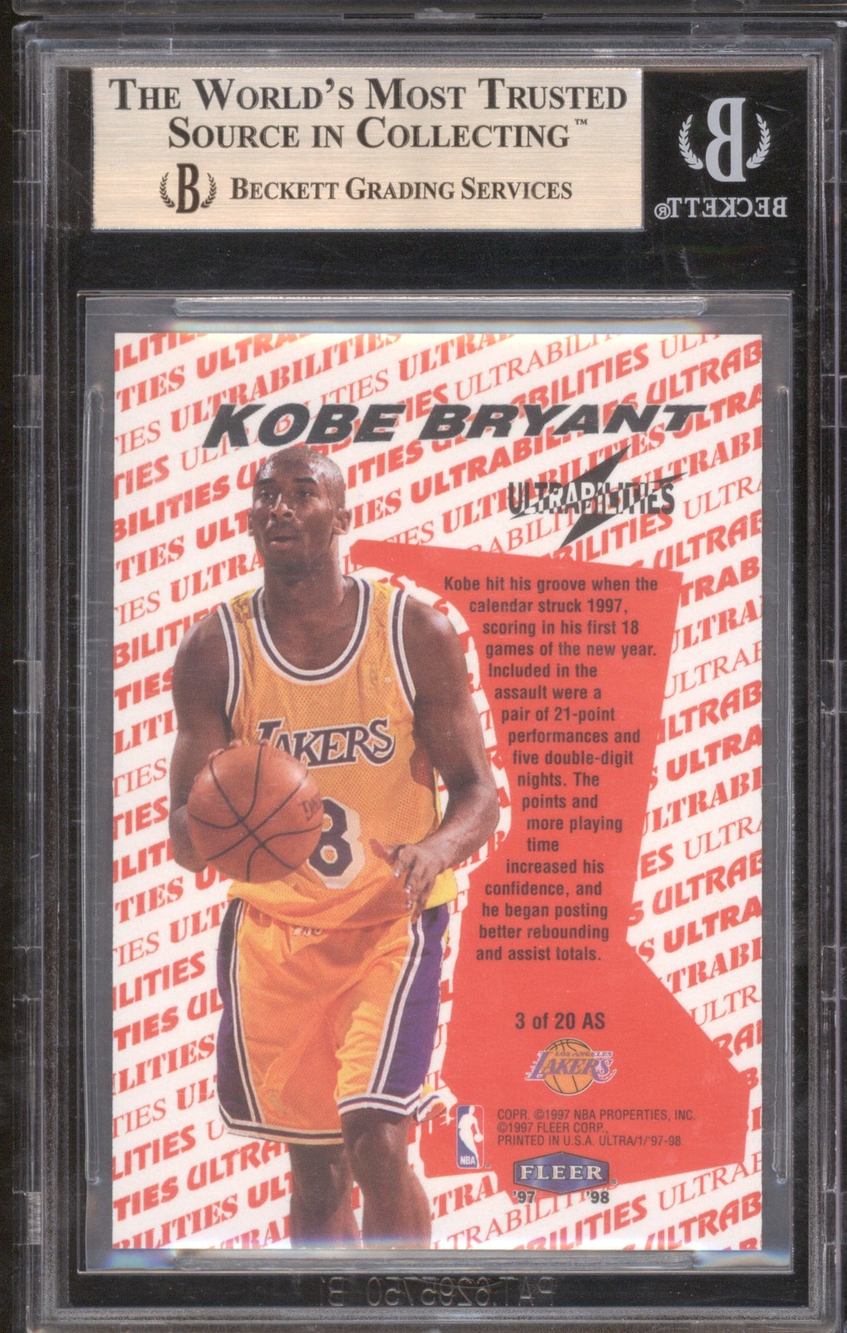 Kobe Bryant 1997 Fleer Ultrabilities All Star 3 BGS 9.5