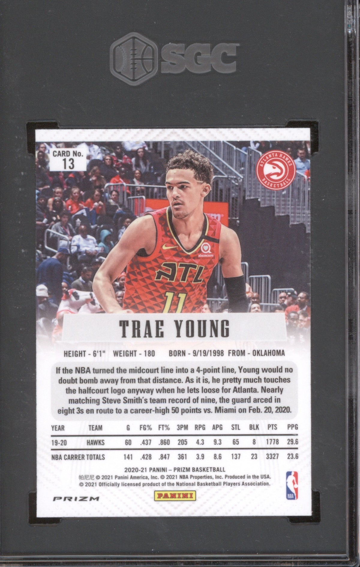 Trae Young 2020-21 Panini Prizm 13 Flashback Prizm SGC 9.5