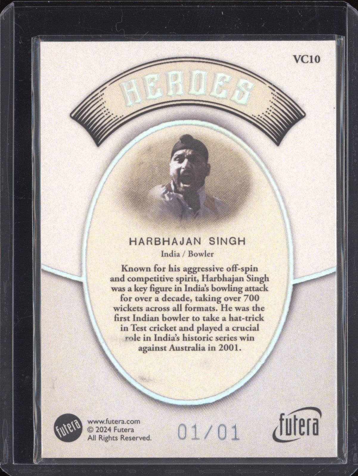 Harbhajan Singh 2024 Futera Vintage Cricket VC10 Heroes 1/1