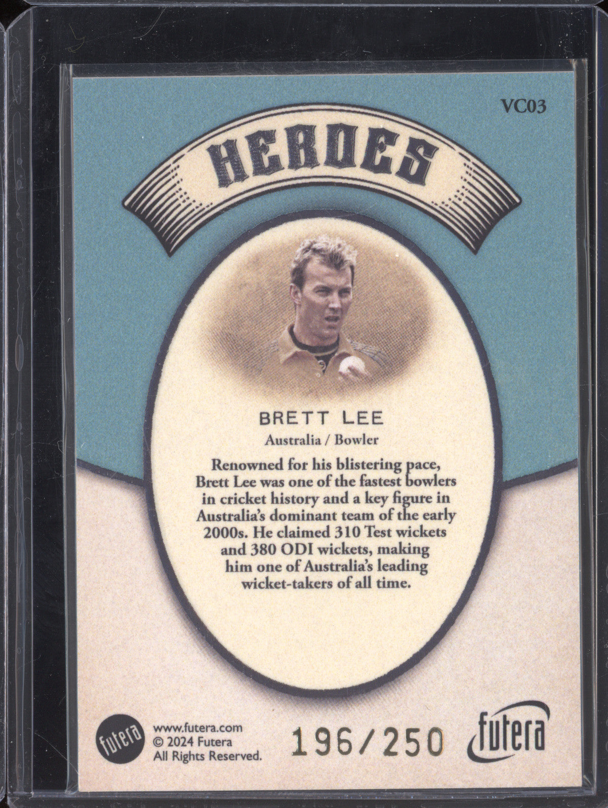 Brett Lee 2024 Futera Vintage Cricket VC03 Heroes 196/250