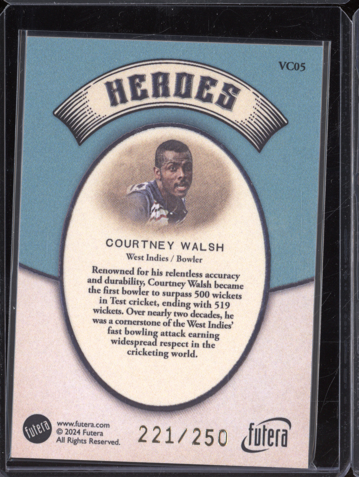Courtney Walsh 2024 Futera Vintage Cricket VC05 Heroes 221/250
