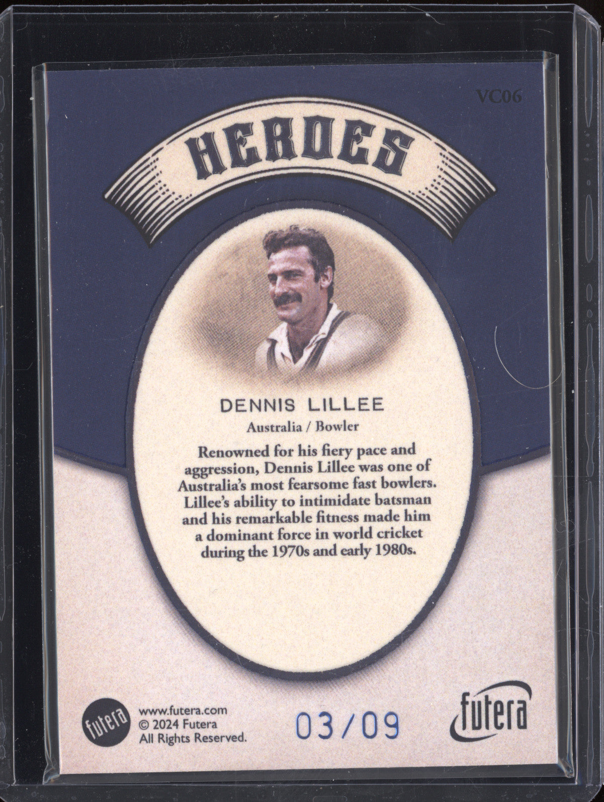 Dennis Lillee 2024 Futera Vintage Cricket VC06 Heroes 3/9