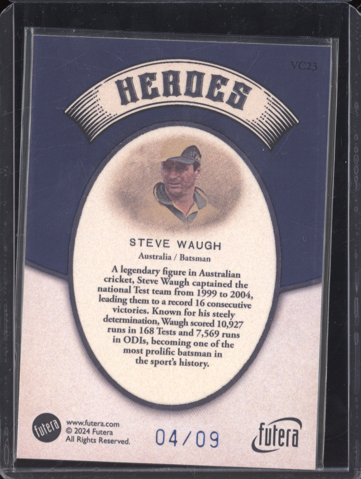 Steve Waugh 2024 Futera Vintage Cricket VC23 Heroes 4/9