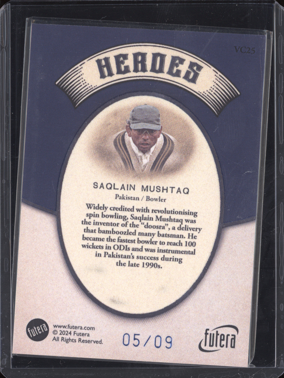Saqlain Mushtaq 2024 Futera Vintage Cricket VC25 Heroes 5/9