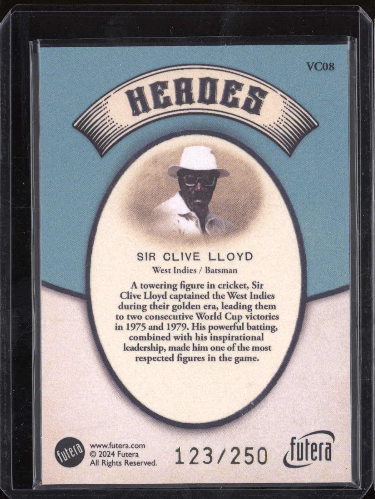 Sir Clive Lloyd 2024 Futera Vintage Cricket VC08 Heroes 123/250