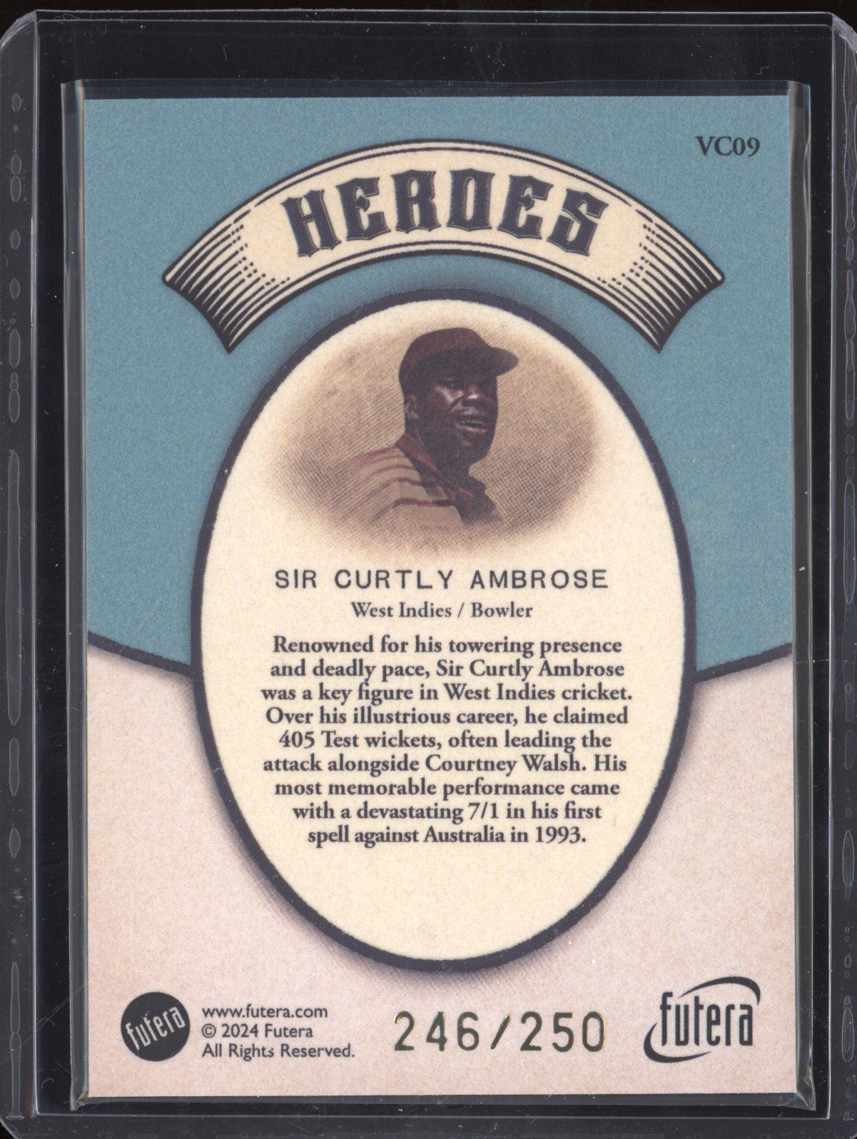 Sir Curtly Ambrose 2024 Futera Vintage Cricket VC09 Heroes 246/250