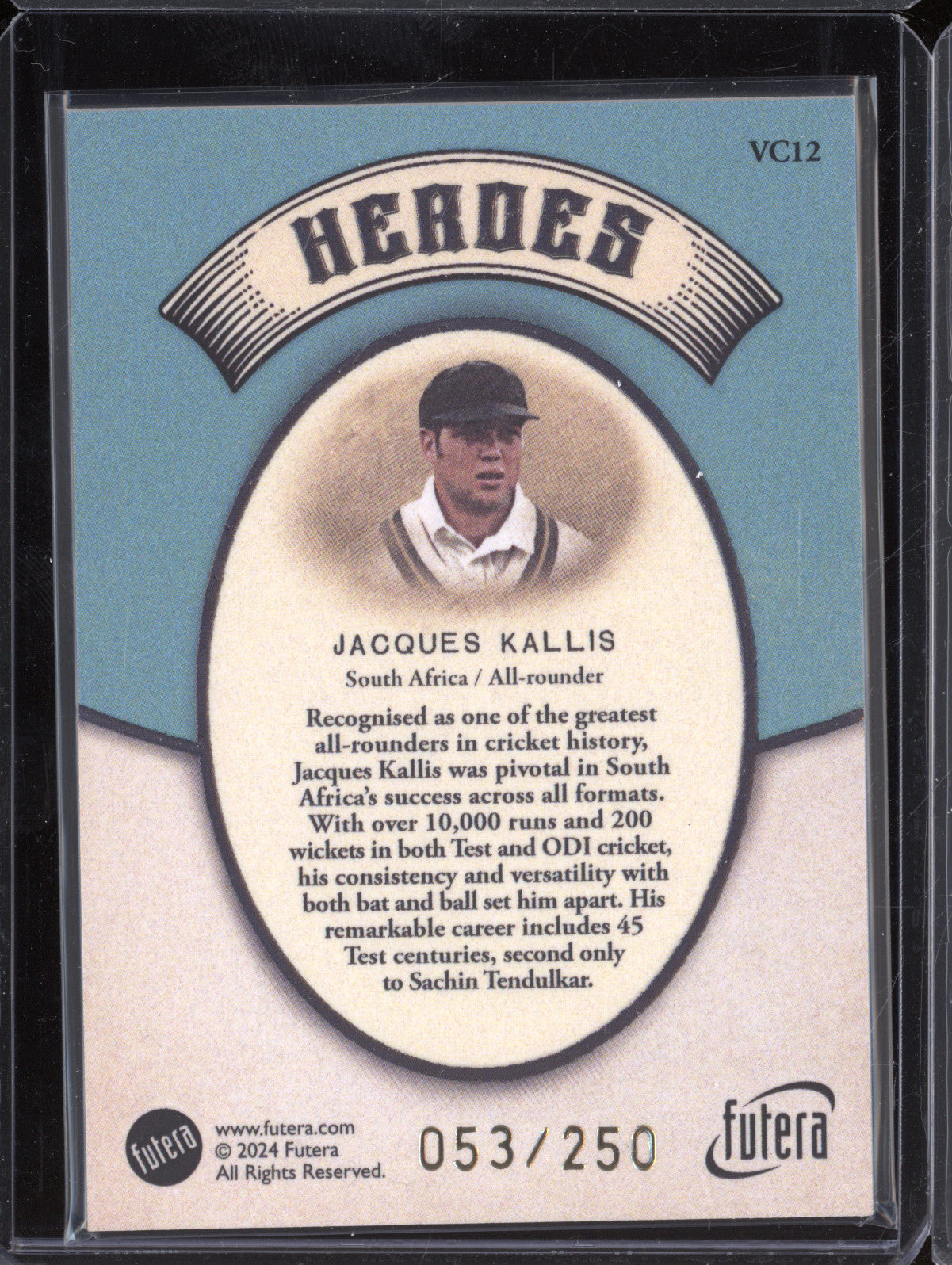 Jacques Kallis 2024 Futera Vintage Cricket VC12 Heroes 53/250