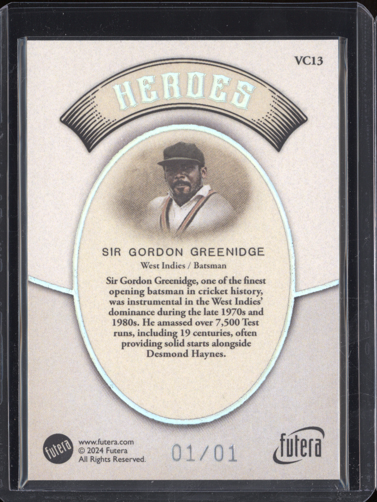 Sir Gordan Greenidge 2024 Futera Vintage Cricket VC13 Heroes 1/1