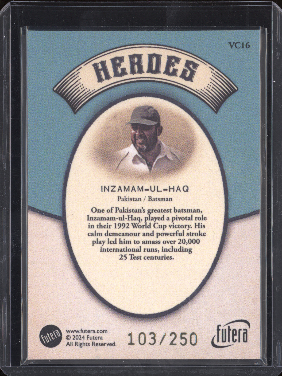 Inzamam-Ul-Haq 2024 Futera Vintage Cricket VC16 Heroes 103/250