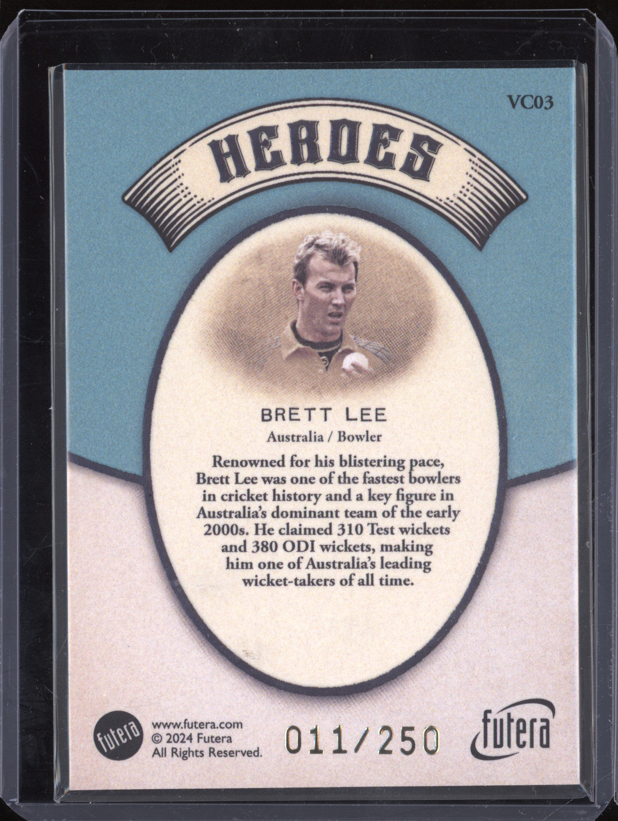 Brett Lee 2024 Futera Vintage Cricket VC03 Heroes 11/250