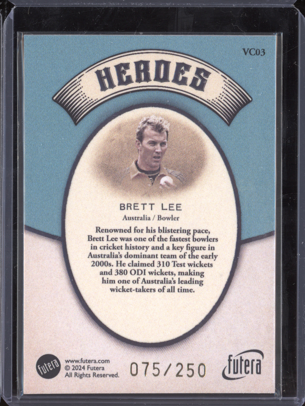 Brett Lee 2024 Futera Vintage Cricket VC03 Heroes 75/250