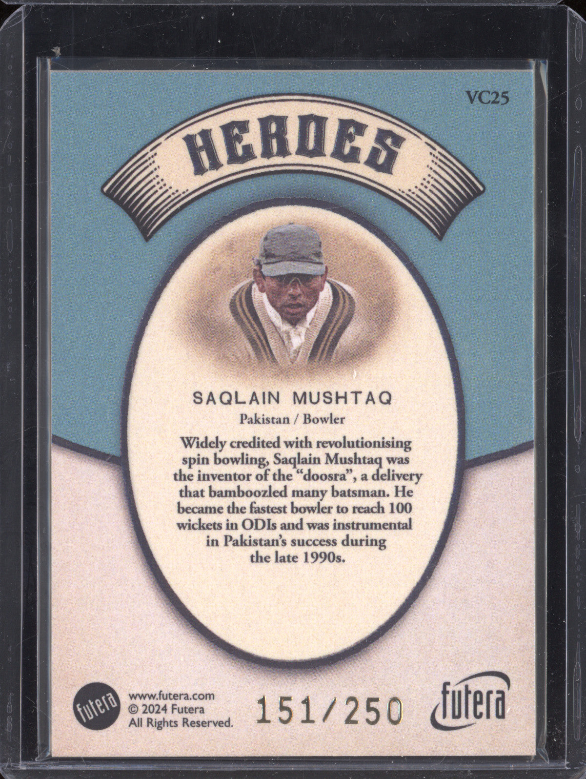 Saqlain Mushtaq 2024 Futera Vintage Cricket VC25 Heroes 151/250