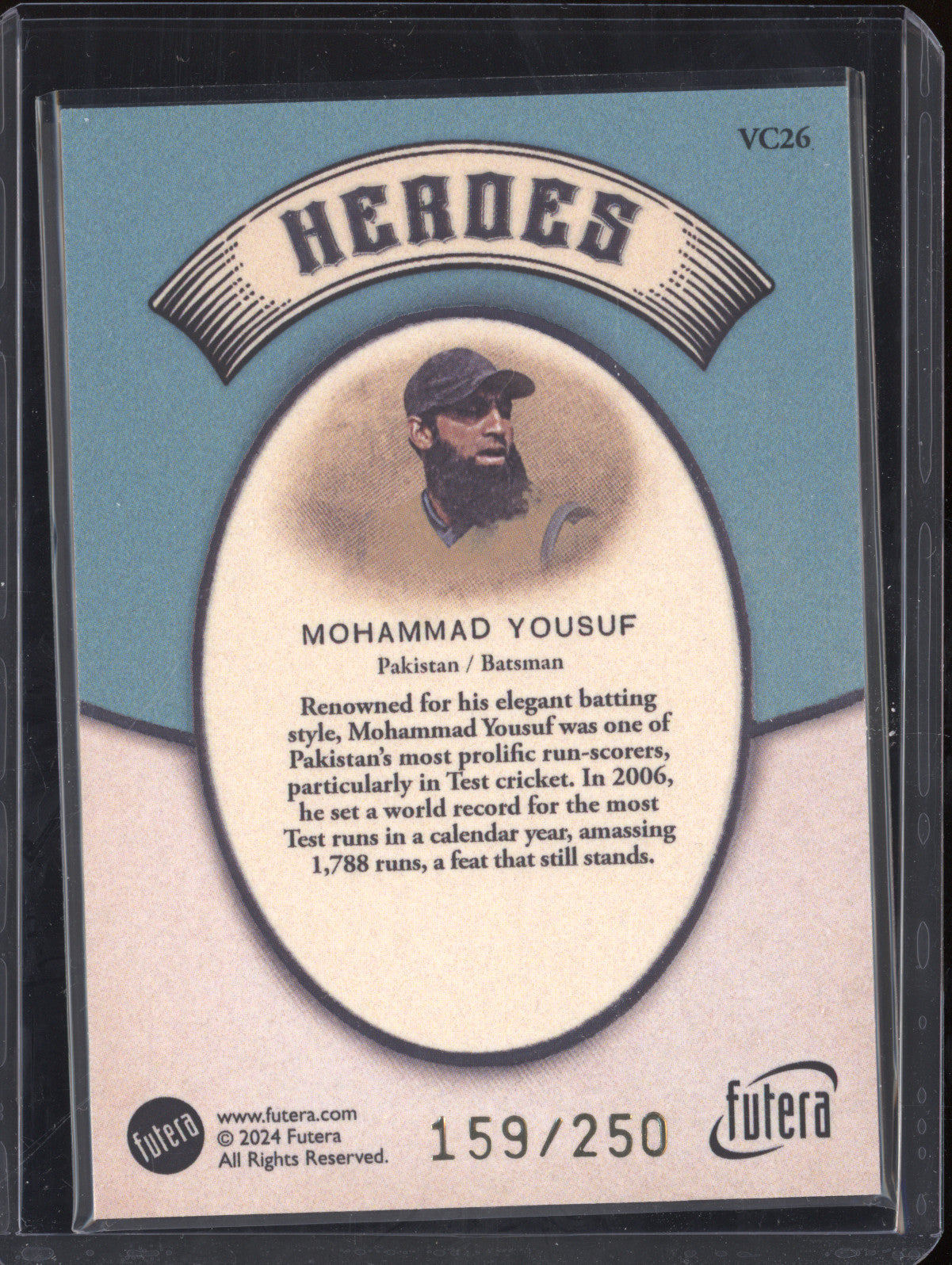 Mohammad Yousuf 2024 Futera Vintage Cricket VC26 Heroes 159/250
