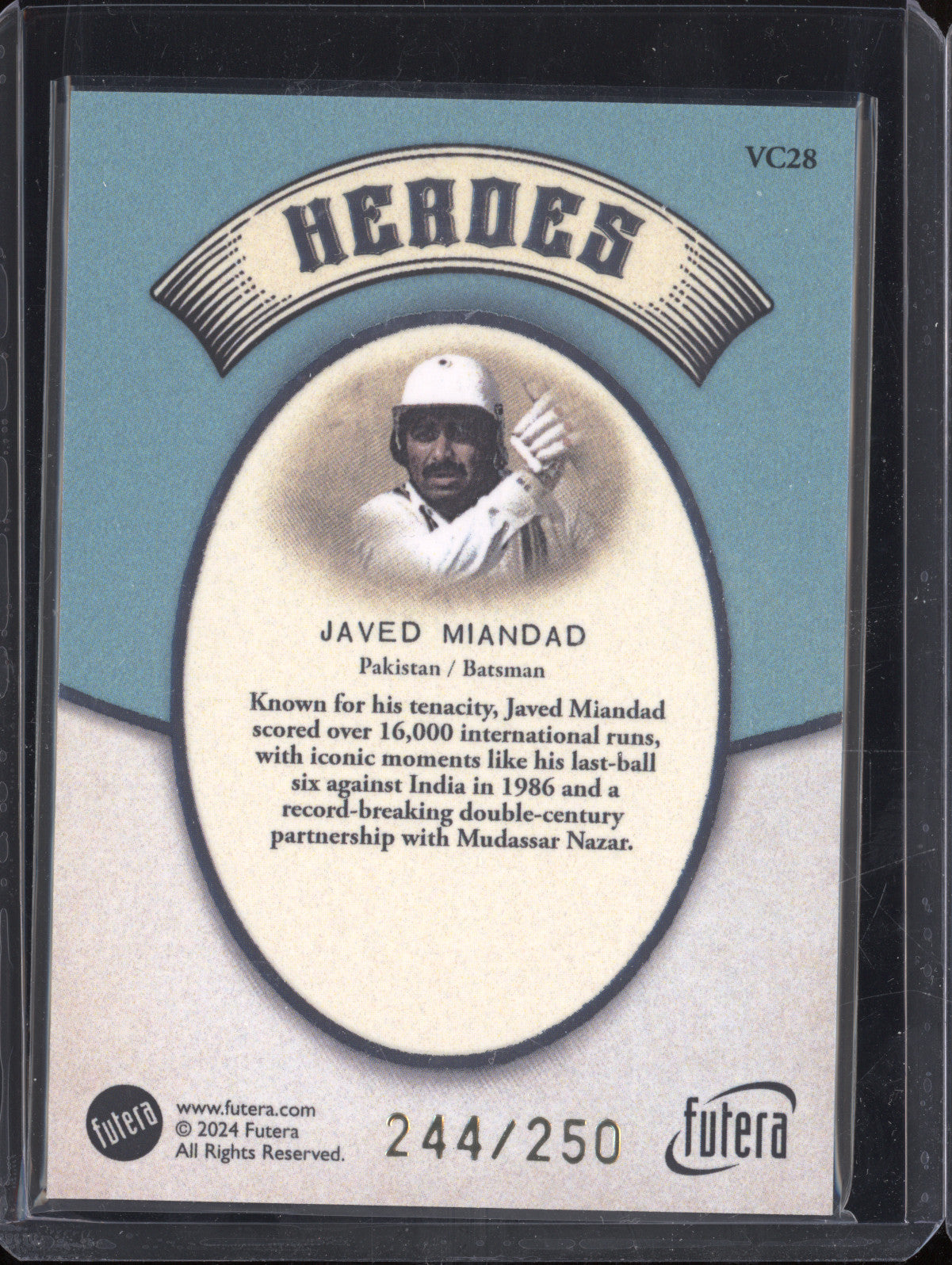 Javed Miandad 2024 Futera Vintage Cricket VC28 Heroes 244/250