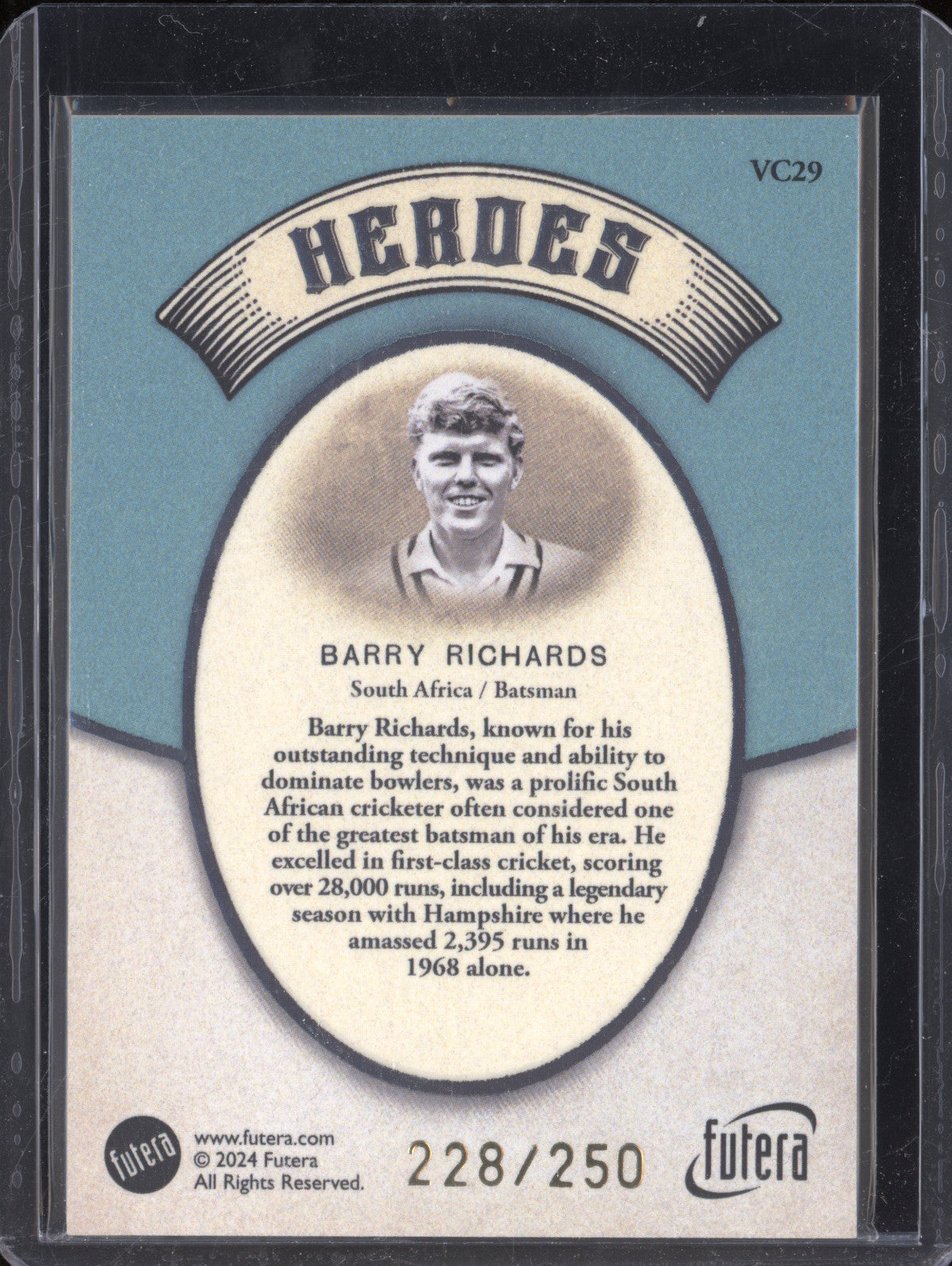 Barry Richards 2024 Futera Vintage Cricket VC29 Heroes 228/250
