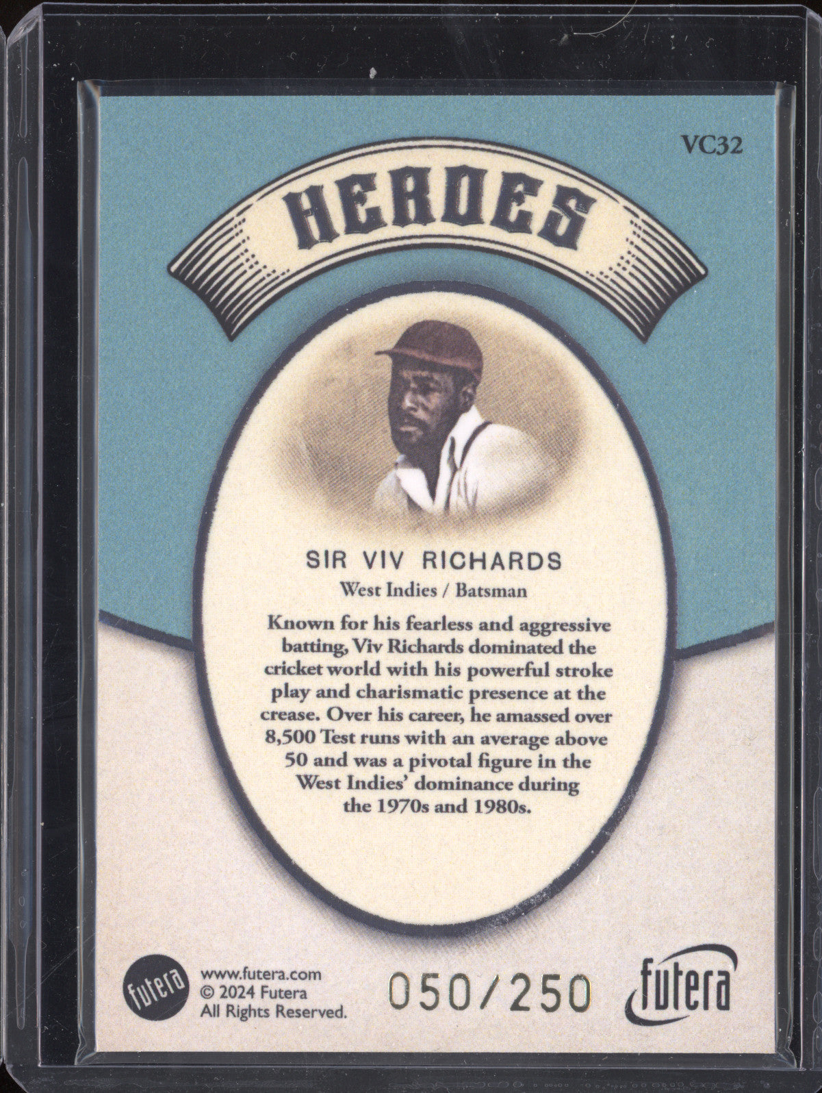 Sir Viv Richards 2024 Futera Vintage Cricket VC32 Heroes 50/250