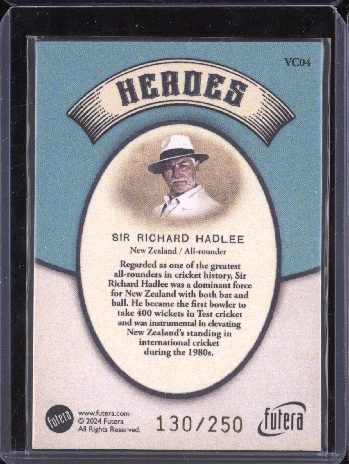 Sir Richard Hadlee 2024 Futera Vintage Cricket VC04 Heroes 130/250