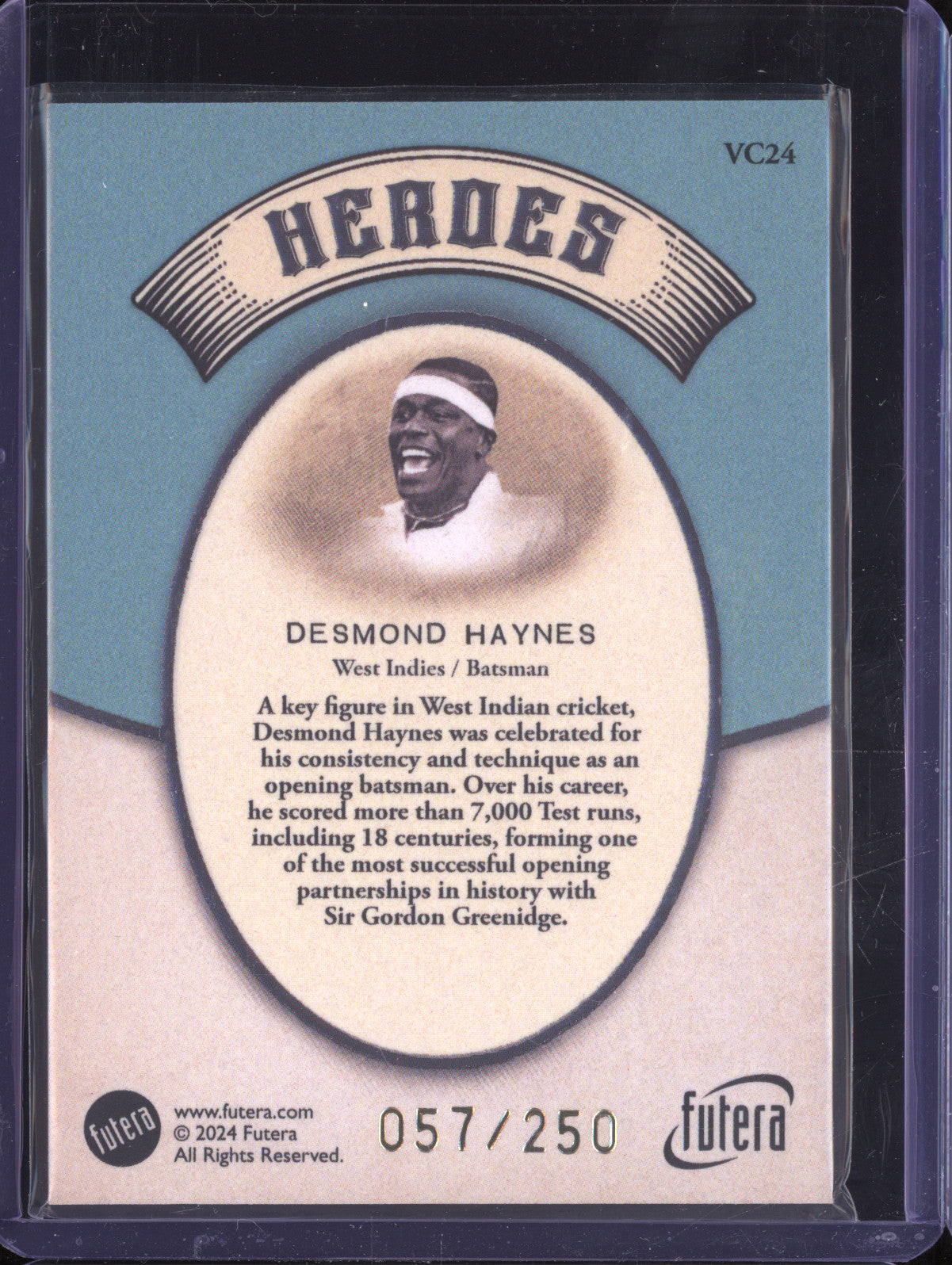 Desmond Haynes 2024 Futera Vintage Cricket VC24 Heroes 57/250