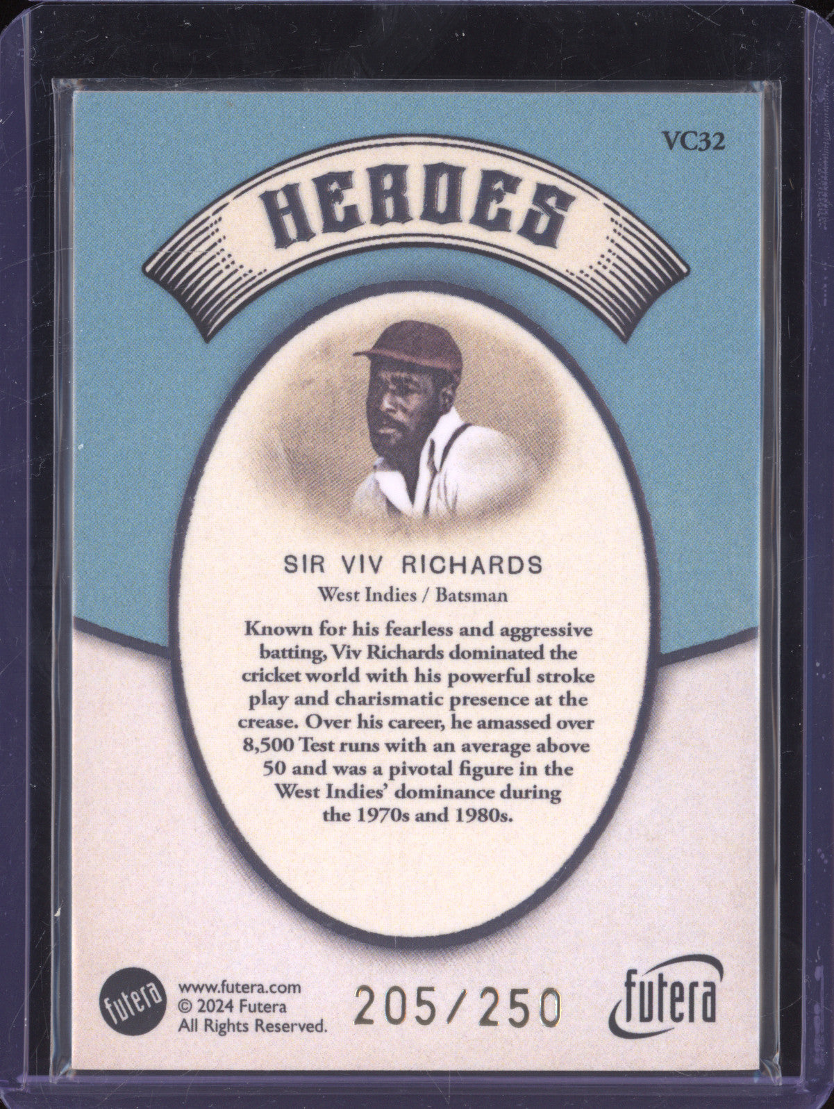 Sir Viv Richards 2024 Futera Vintage Cricket VC32 Heroes 205/250