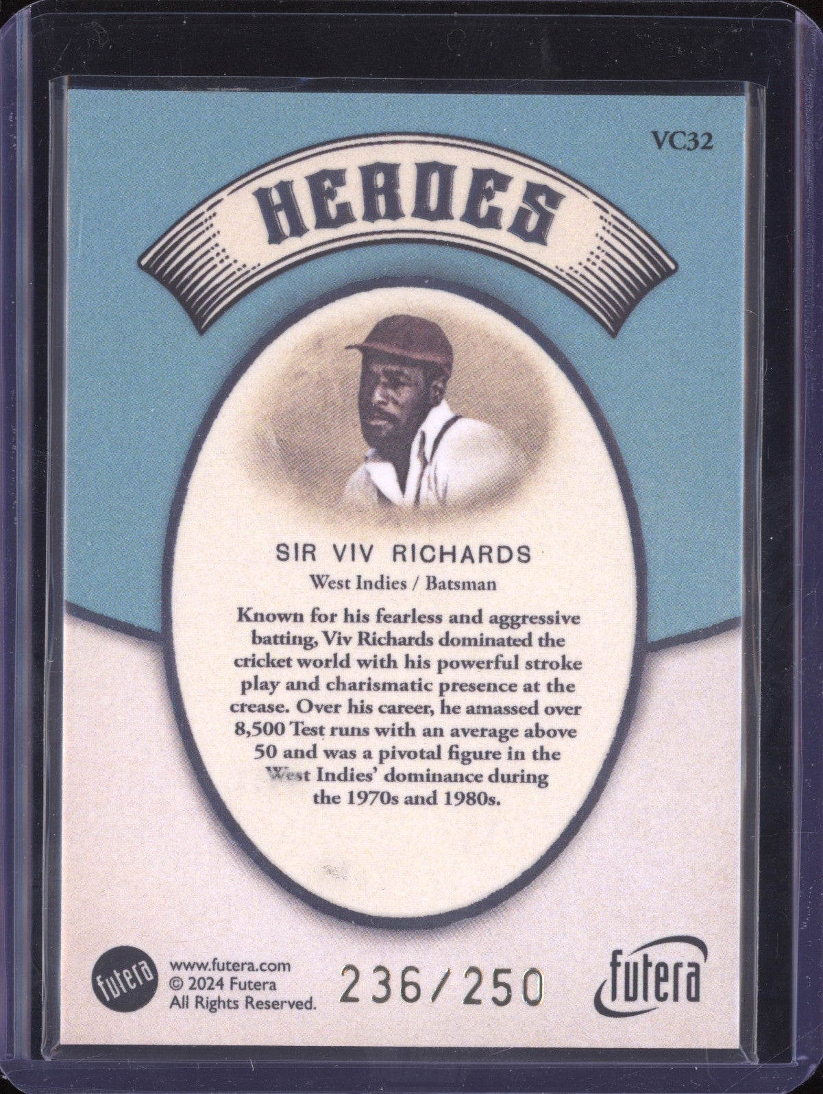 Sir Viv Richards 2024 Futera Vintage Cricket VC32 Heroes 236/250