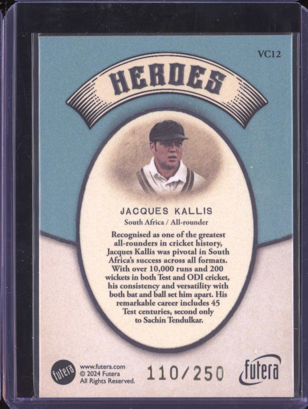 Jacques Kallis 2024 Futera Vintage Cricket VC12 Heroes 110/250