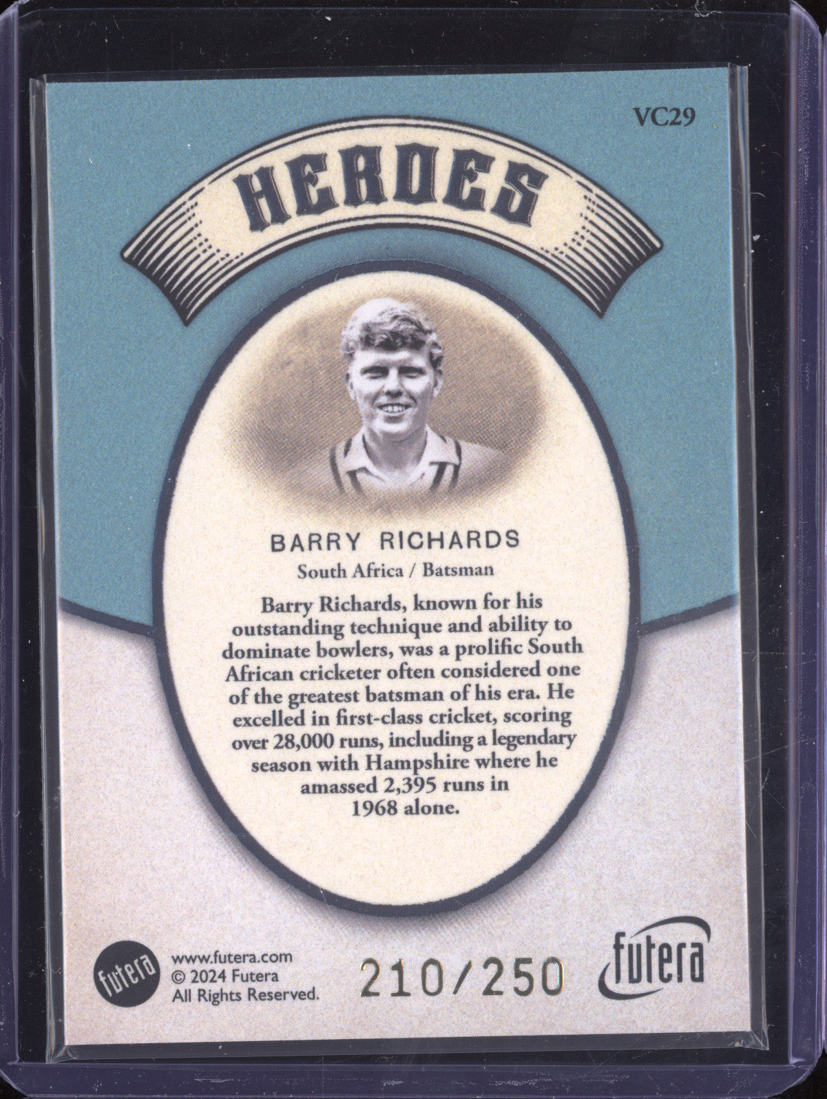 Barry Richards 2024 Futera Vintage Cricket VC29 Heroes 210/250
