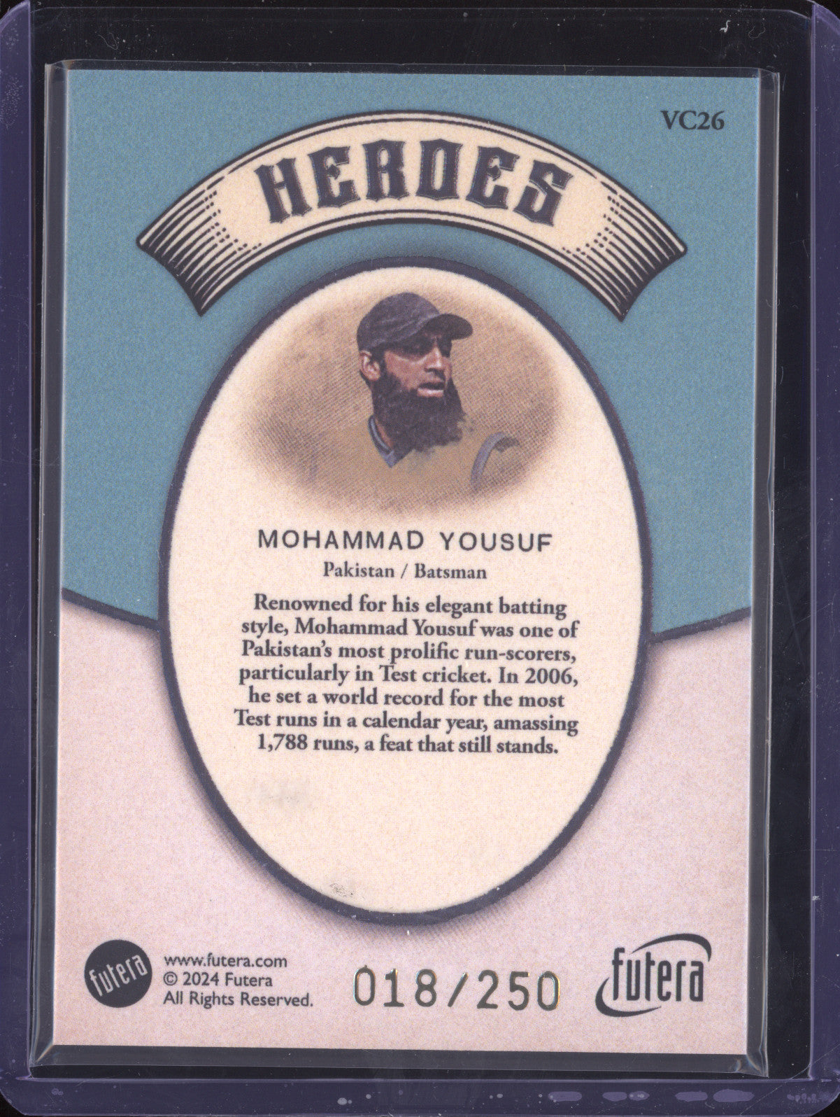 Mohammad Yousuf 2024 Futera Vintage Cricket VC26 Heroes 18/250