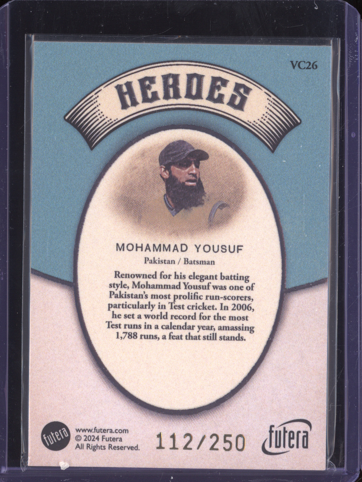 Mohammad Yousuf 2024 Futera Vintage Cricket VC26 Heroes 112/250