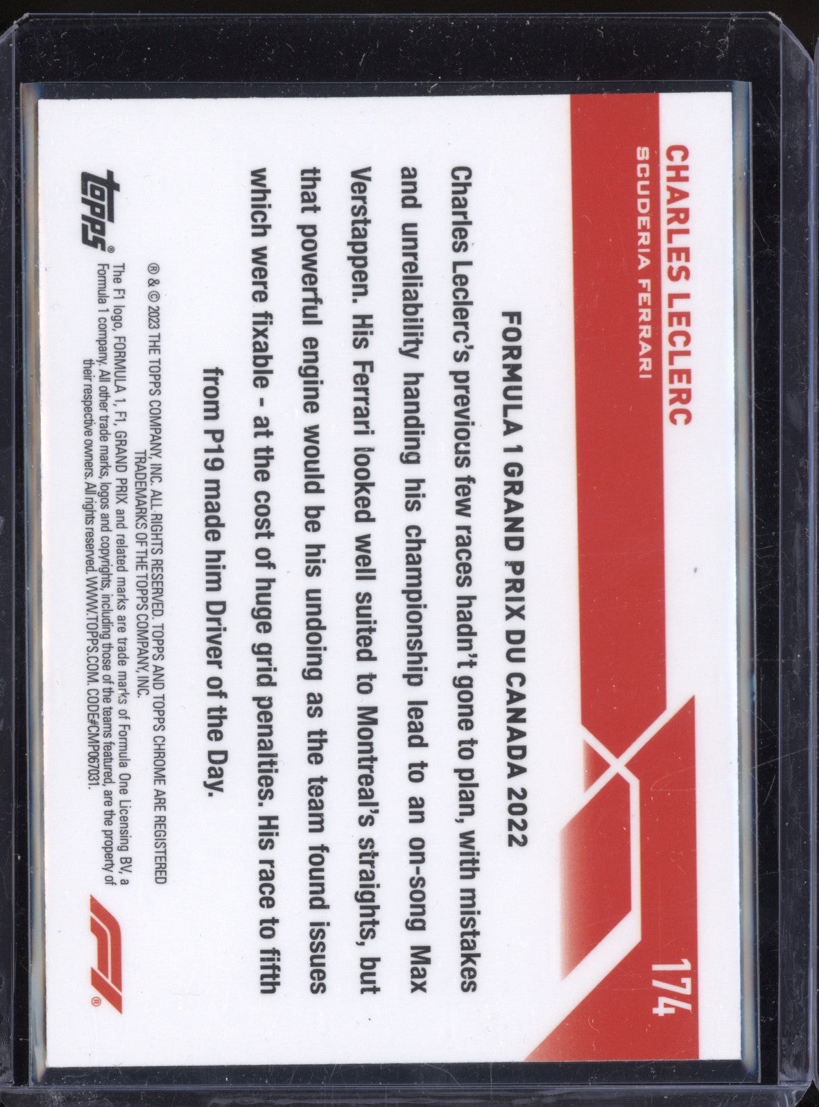 Charles Leclerc 2023 Topps Chrome F1 174 Checker Flag