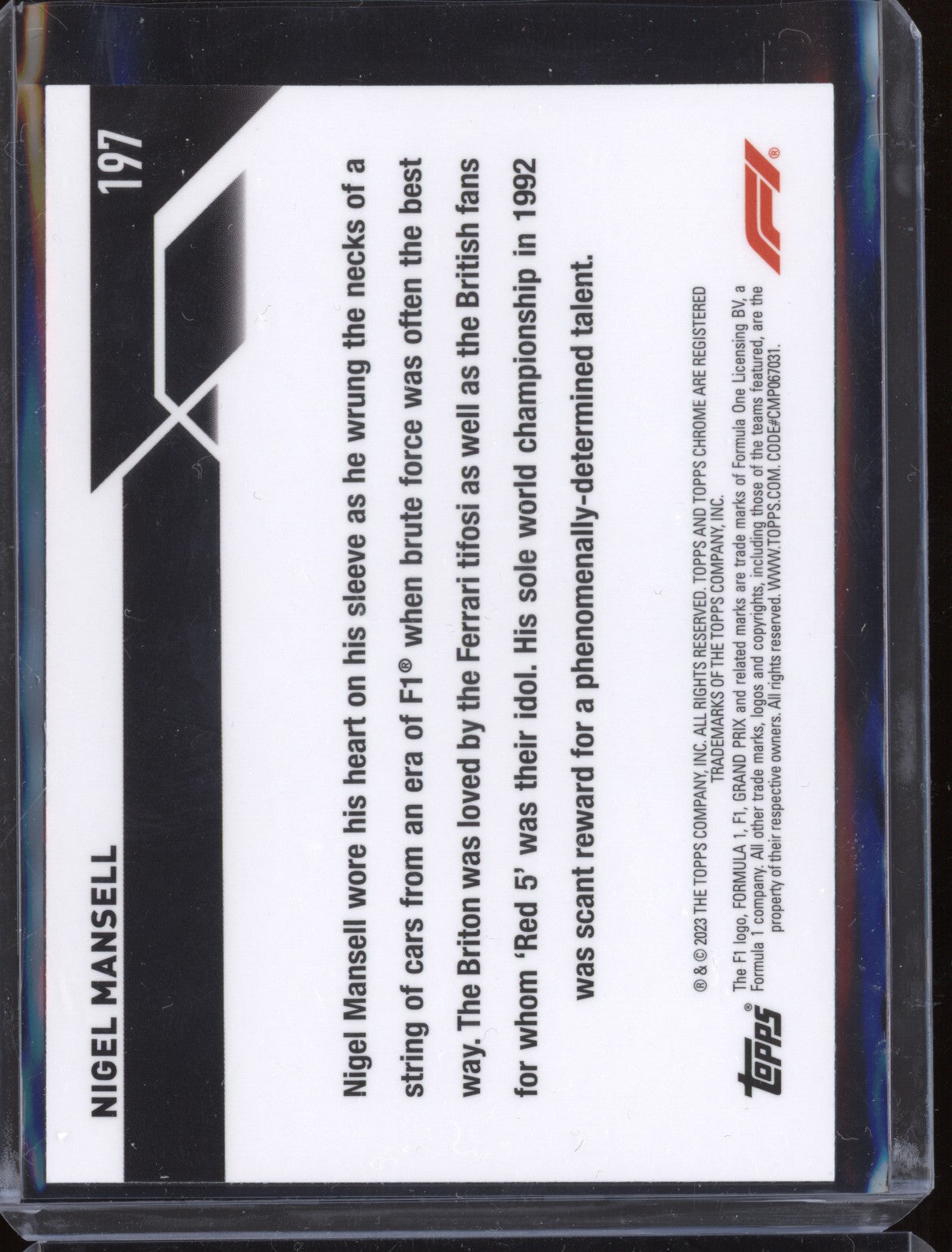 Nigel Mansell 2023 Topps Chrome Formula 1 197 Checker Flag