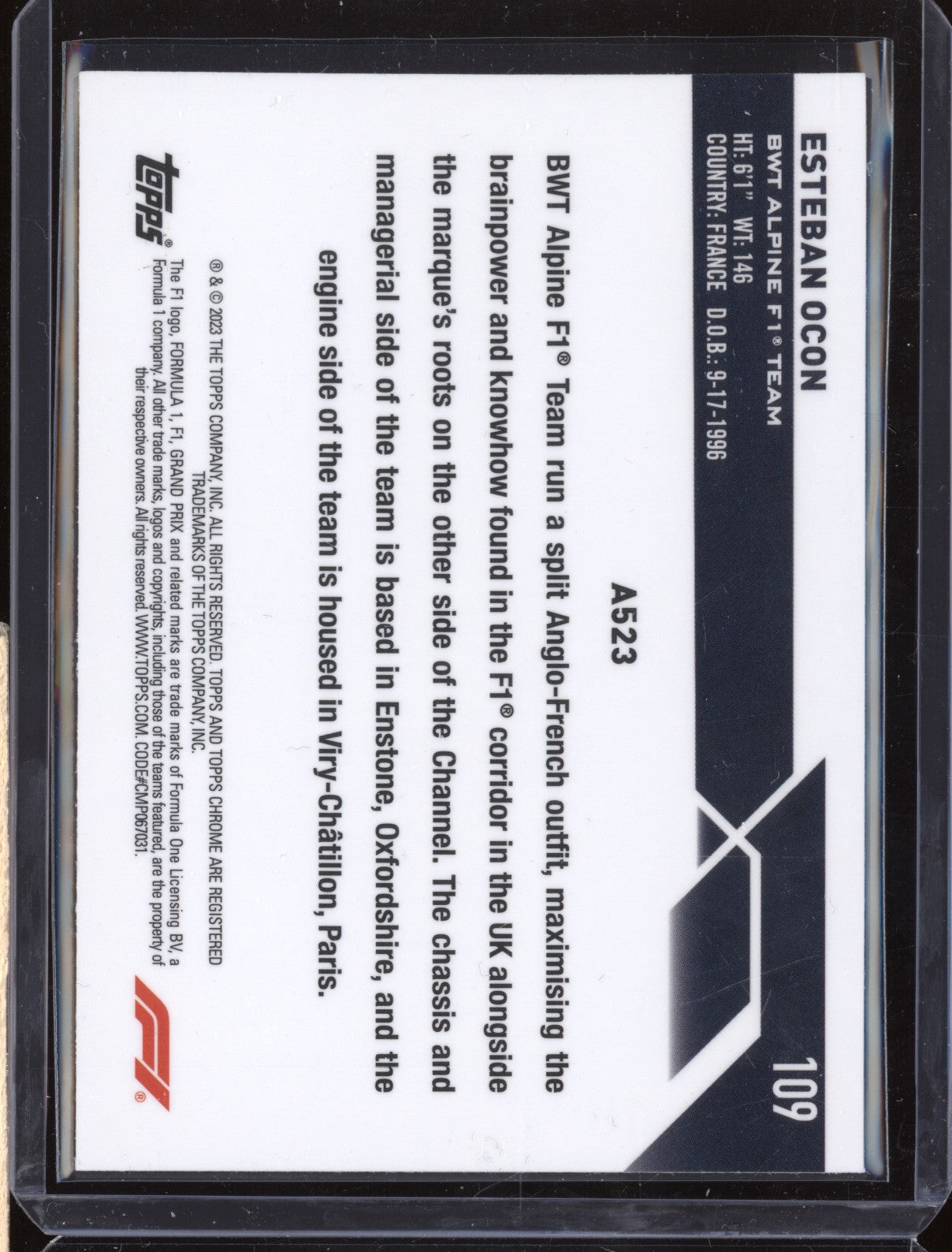 Esteban Ocon 2023 Topps Chrome Formula 1 109 Green 8/99