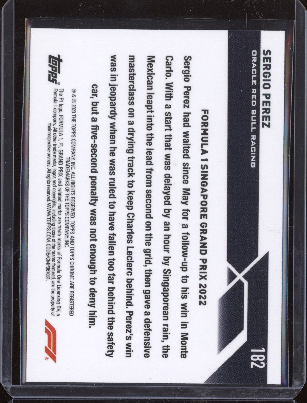 Sergio Perez 2023 Topps Chrome Formula 1 182 Orange Red