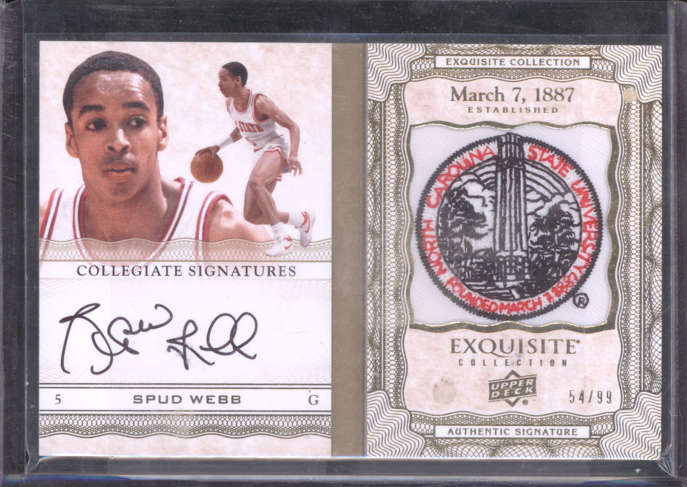 2012 Upper Deck Exquisite Collection Spud Webb Collegiate Patch Auto /99