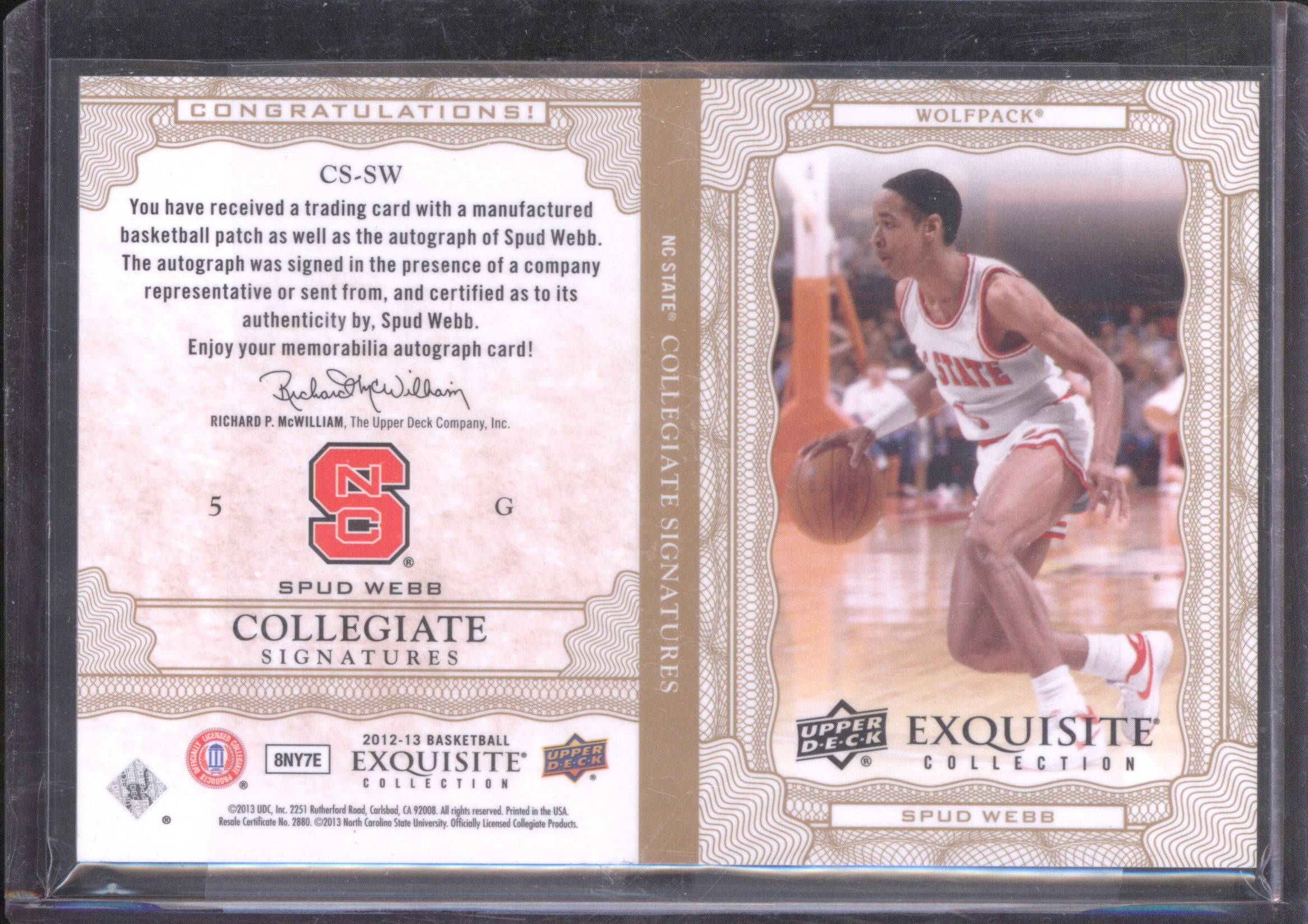 2012 Upper Deck Exquisite Collection Spud Webb Collegiate Patch Auto /99