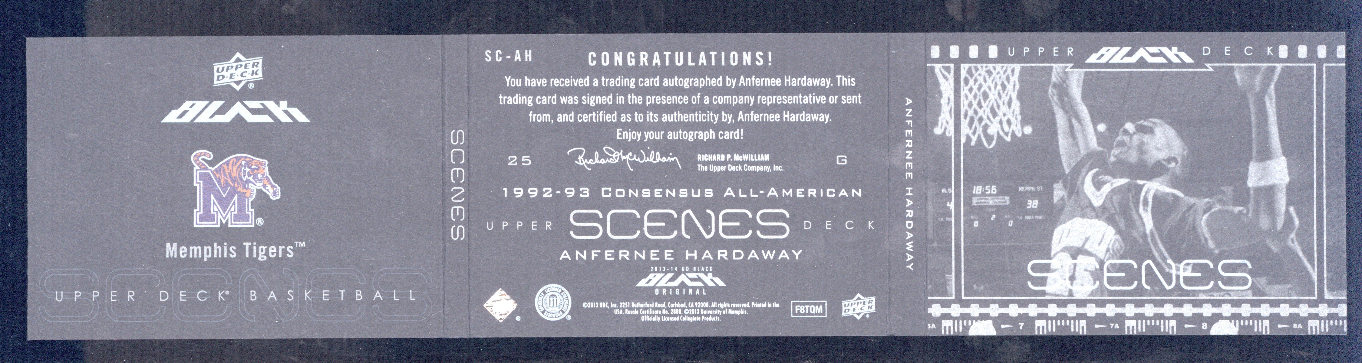 Anfernee Hardaway 2013 Upper Deck Black Scenes Booklet Auto /35