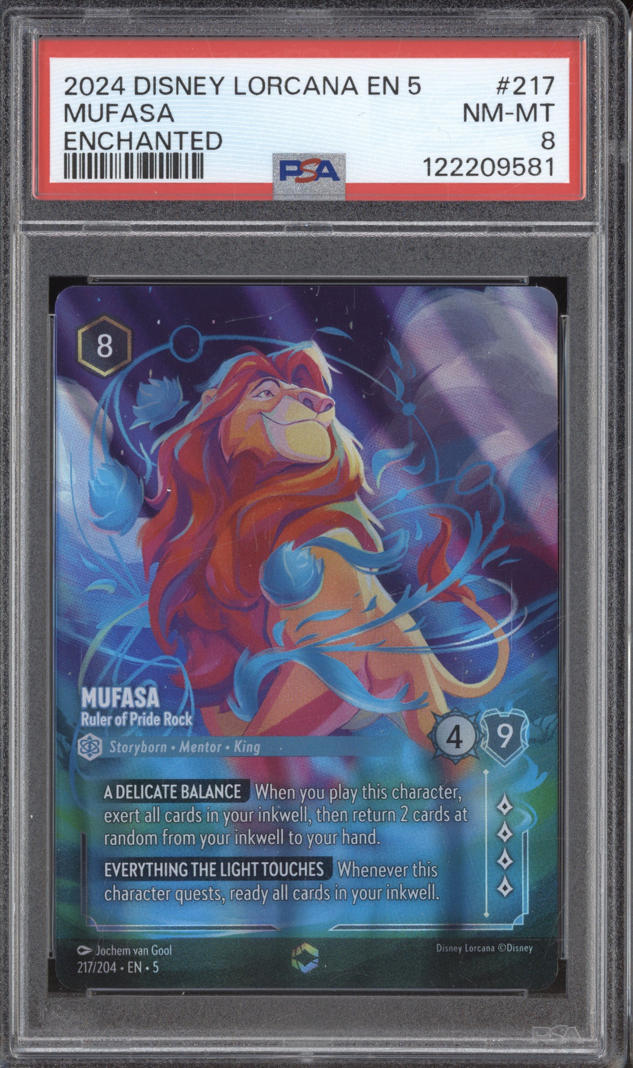2024 Disney Lorcana EN 5 217 Mufasa Enchanted PSA 8