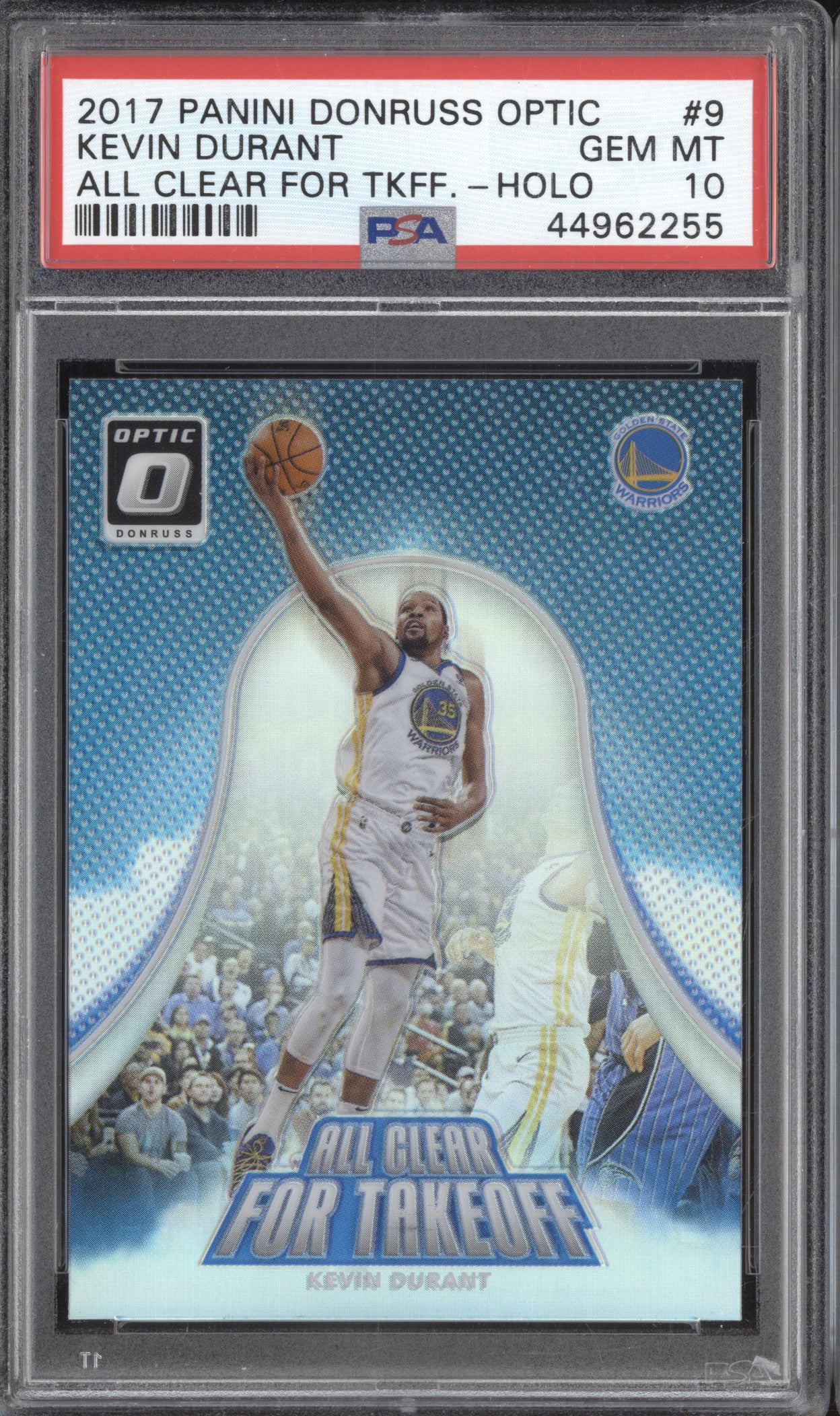 Kevin Durant 2017-18 Panini Donruss Optic 9 All Clear for Takeoff Holo PSA 10