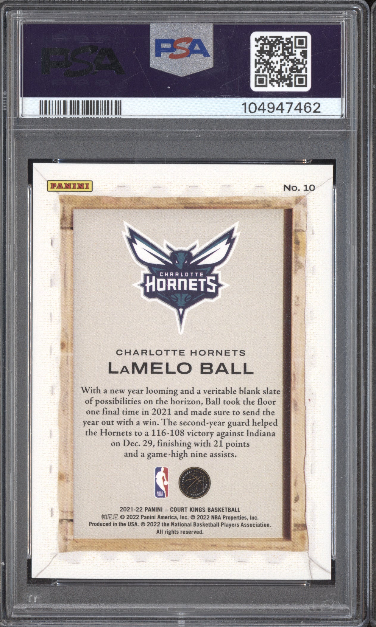 LaMelo Ball 2021-22 Panini Court Kings 10 Blank Slate RC PSA 10