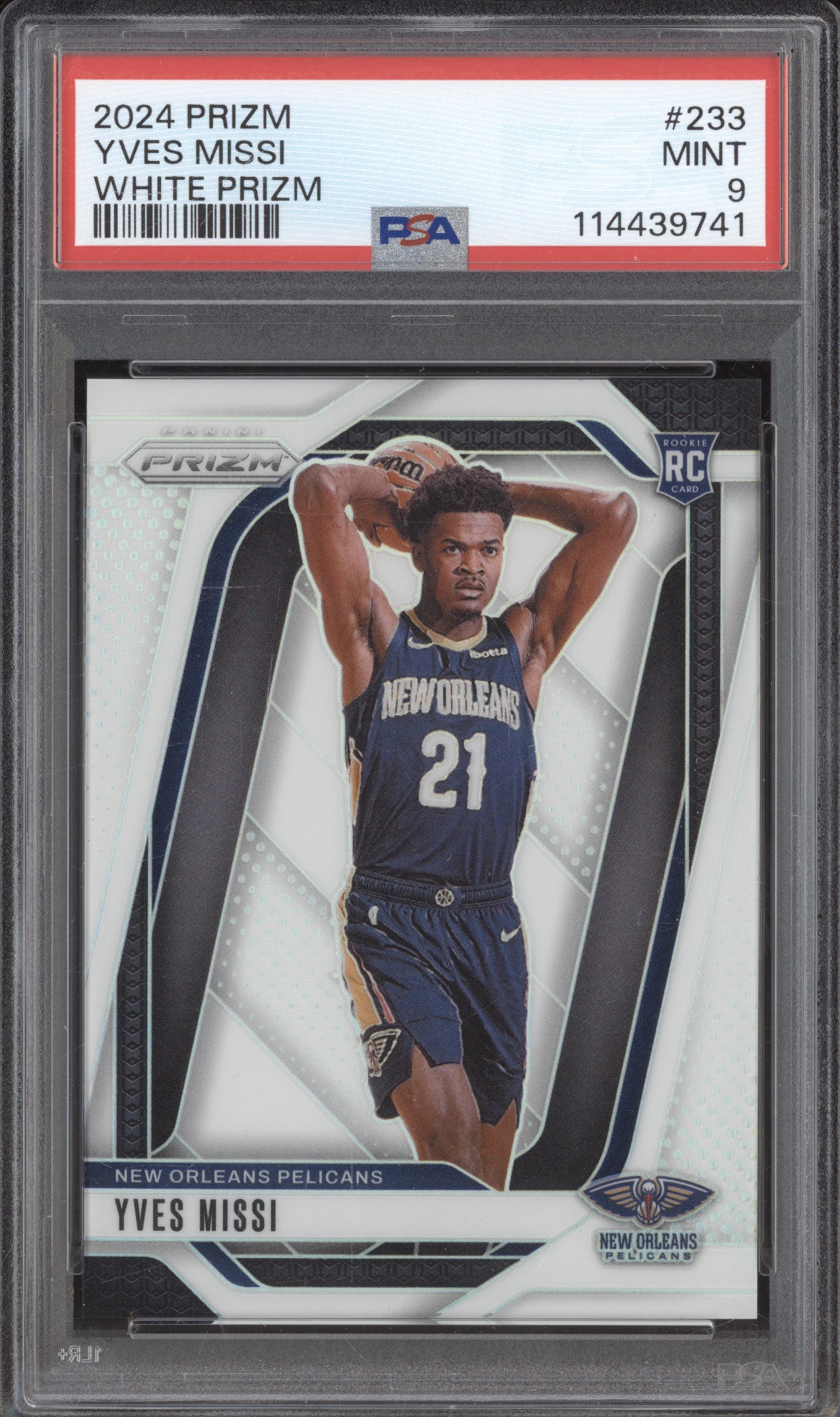 Yves Missi 2024-25 Panini Prizm 233 White Prizm RC 72/175 PSA 9