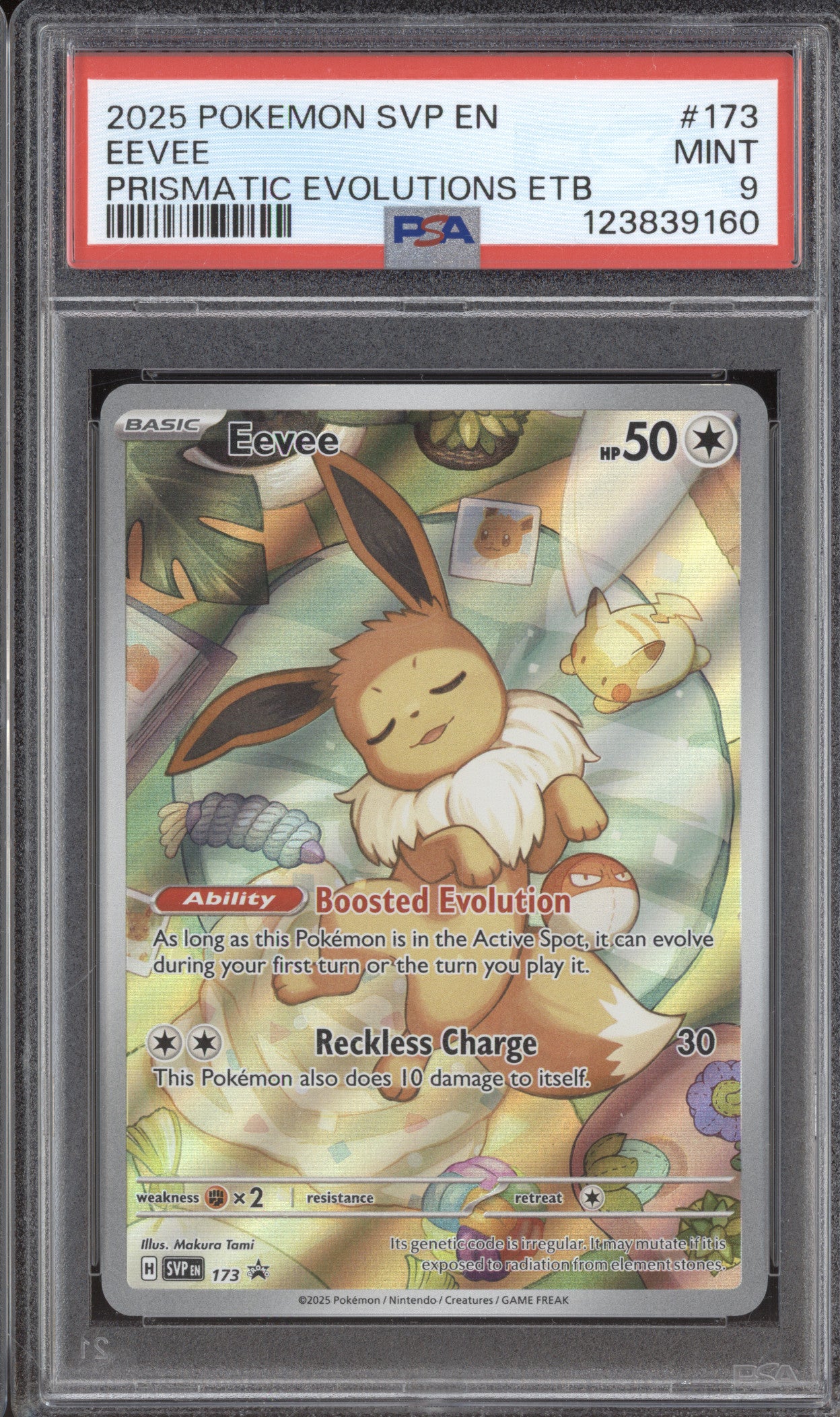 2025 Pokemon Scarlet & Violet Promo SVP 173 Eevee Prismatic Evolutions ETB PSA 9